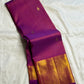 Handwoven magenta purple Kanjivaram saree with fine zari checks