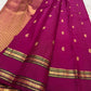 Vadamalli Magenta Handwoven Pure Silk Kanjivaram Rettapet Saree with Green-Accented Gold Zari Border