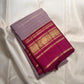 Magenta Varisaipet zari border on silver lilac Kancheepuram silk saree, border detail