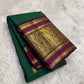 Magenta violet border pure Kancheepuram silk saree – front view