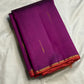 Magenta Violet Handwoven Pure Silk Kanjeevaram Saree with Malli Moggu Buttas and Coral Orange Pallu