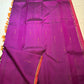Magenta Violet Handwoven Pure Silk Kanjeevaram Saree with Malli Moggu Buttas and Coral Orange Pallu