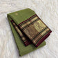 Tender Ilai Pachai Green Pure Silk Kanchi Pattu Peacock Butta Saree with Maroon Border – view 1