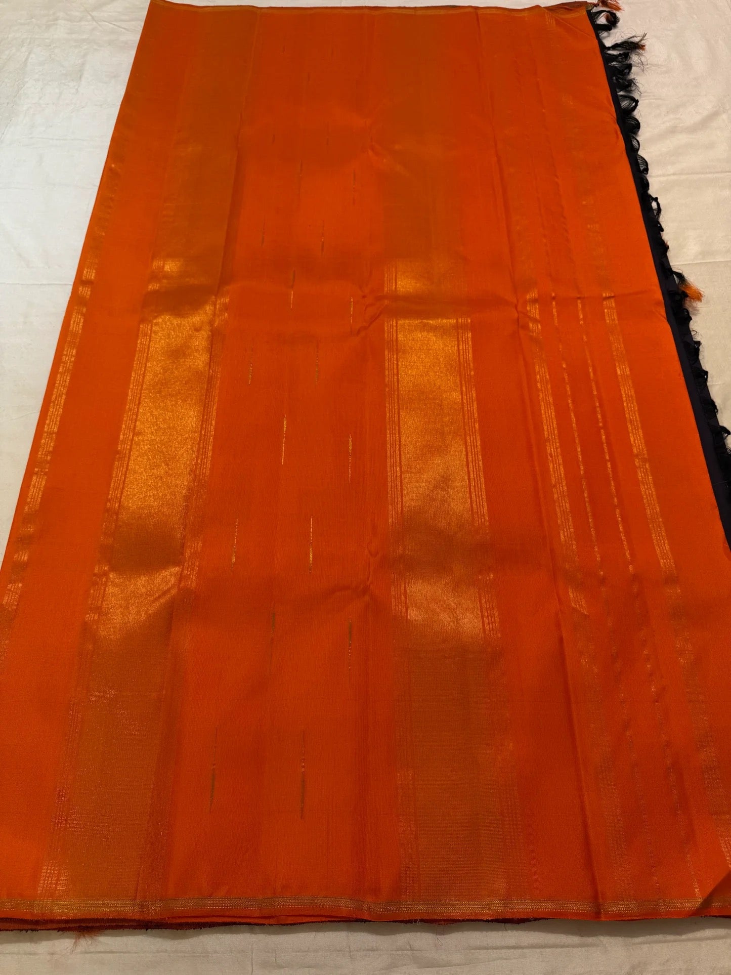 Deep Paaku Brown Handwoven Pure Silk Kanjipuram Saree with Malli Moggu Zari Buttas and Burnt Orange Border