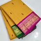 Mambazham Manjal vintage Kanjivaram silk saree with small red-and-green woven buttas