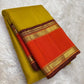 Mango Mustard and Sindhu Orange Handwoven Pure Silk Kanjivaram Saree with Zari Kattam Border