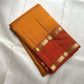 Manjal orange pure silk Kanjeevaram Rettapet saree, full drape — Idam Living
