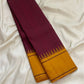 Arakku and Manjal Handwoven Pure Silk Kanchi Pattu Pattupet Saree with Temple-Point Silk Border
