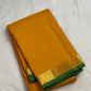 Manjal turmeric gold Kanjivaram pure silk saree with small zari border, detail