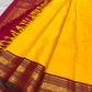 Manjal yellow pure silk Kancheepuram Korvai saree, full drape — Idam Living