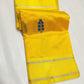 Manjal yellow Chanderi saree with fine silver-toned border lines
