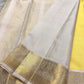 Soft yellow and warm ivory handwoven Kanchipuram silk saree