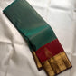 Maragatham Green Pure Silk Kanchipuram with fine classic-gold Zari Kattam.