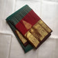 Maragatham Green Kanchipuram Zari Kattam saree with Paaku Brown gold-zari border.
