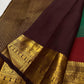 Maragatham Green Pure Silk Kanchipuram saree with deep Paaku Brown contrast.