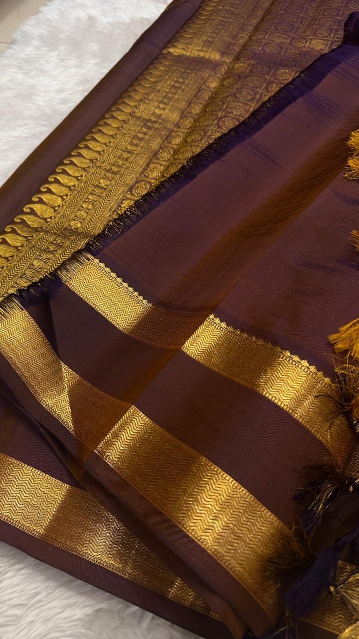 Marigold Orange pure silk Kancheepuram saree — marigold