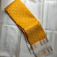 Ivory zari border detail, marigold pure silk Kanjivaram saree