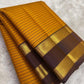 Marigold Orange pure silk Kancheepuram saree — brown lightweight