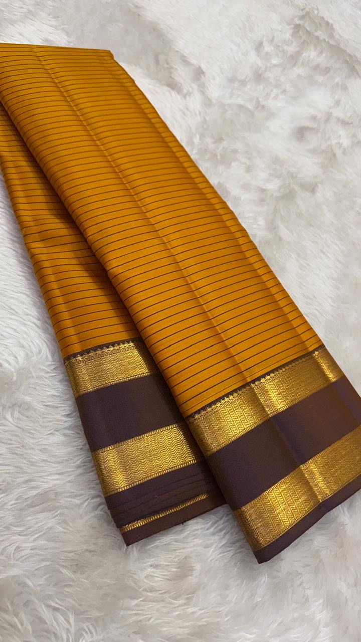 Marigold Orange pure silk Kancheepuram saree — marigold orange