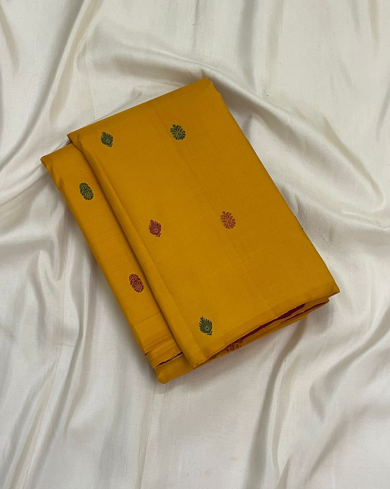 Marigold Handwoven Pure Silk Kanchipuram Saree with Multicolour Silk Thread Butta