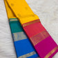 Turmeric Marigold Handwoven Pure Silk Kanchipuram Saree with Varnajaalam Multicolour Border