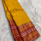 Marigold Yellow and Red Handwoven Pure Silk Kanchi Pattu Saree with Sonarupa Gold and Silver Varisaipet Border