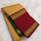 Marigold Handwoven Pure Silk Kancheepuram Saree with Ganga Jamuna Zari Kattam Rettapet Border