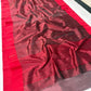 Chanderi Tissue Silk saree with maroon body and red contrast border