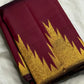 Deep maroon Ettukol Kanchipuram silk saree, full front view