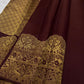 Handwoven maroon Kancheepuram pure silk saree, Idam Living