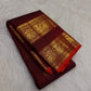 Deep maroon handwoven Rettapet Pure Silk Kanjipuram saree