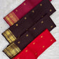 Pure Silk Kanchi Pattu in Deep Arakku Plum with antique-gold floral brocade body