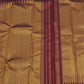 Maroon handwoven Kanchipuram pure silk saree with ettukol gold zari border — Idam Living