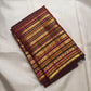 Deep cocoa maroon Kanjivaram saree with gold zari, pallu detail