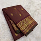 Maroon Kanjivaram saree border with gold zari mayil peacock motif and green selvedge edge — Idam Living