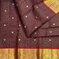 Maroon Kanchipuram border with ornate gold zari peacock motifs