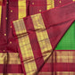 Maroon Kanjivaram border with ornate gold zari peacock motifs