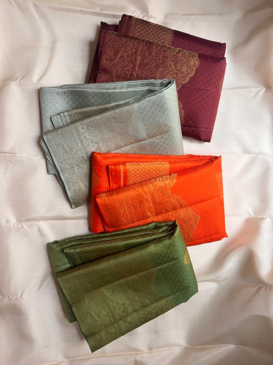 Maroon pure silk Kanchipuram saree with traditional butta weave, Idam Living