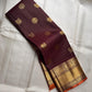 Maroon Handwoven Pure Silk KanchiPattu Saree with Gold Zari Kattam Peacock Motifs