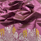 Mauve Chanderi Pattu Silk saree with floral buttas