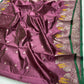 Mauve Chanderi saree with yellow birds and floral border