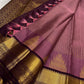 Gold Zari Kattam check weave on mauve Kanchipuram pure silk saree — Idam Living