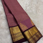 Mauve Kanjeevaram saree with Zari Kattam weave and deep purple Yaanai border — Idam Living