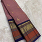 Mauve and Navy Handwoven Pure Silk Kanchi Pattu Saree with Floral Butta and Varisaipet Border