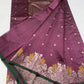 Mauve plum Pure Silk Chanderi saree with bird woven border