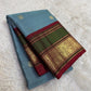 Steel Blue and Deep Green Handwoven Pure Silk Kanjipuram Saree with Mayil Butta and Peacock Silk Thread Zari Border