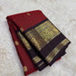 Arakku Red and Deep Maroon Handwoven Pure Silk Kanjeevaram Saree with Mayil Butta and Vanasringaram Silk Thread Border