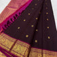 Gold zari Mayil Chakram buttas on deep chocolate brown pure silk