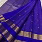 Self-colour pallu of royal blue Kancheepuram pure silk saree with cascading Kamalam and Mayil ornate antique gold zari