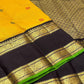 Turmeric Yellow Handwoven Pure Silk Kanchipuram Saree with Rettapet Border and Mayil Chakram, body and border detail